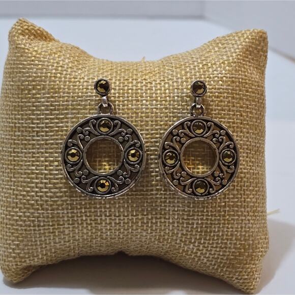 Brighton Scrolled Mixed Metals Dangle Post Earrings - Picture 1 of 7